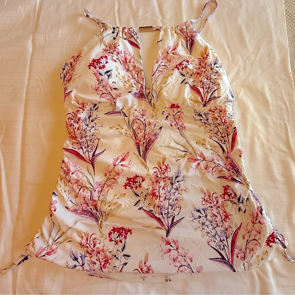 ANTONIO MELANI White Ruched Tie Front Swim Camisole